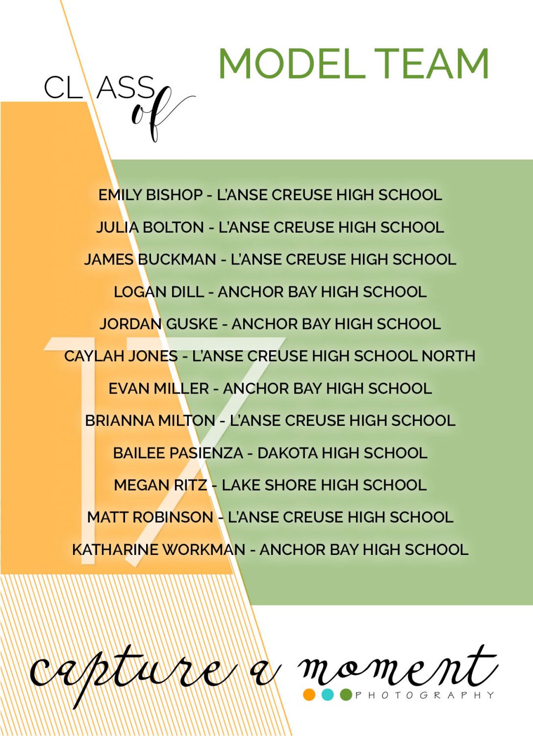 Class of 2017 High School Senior Model Team 